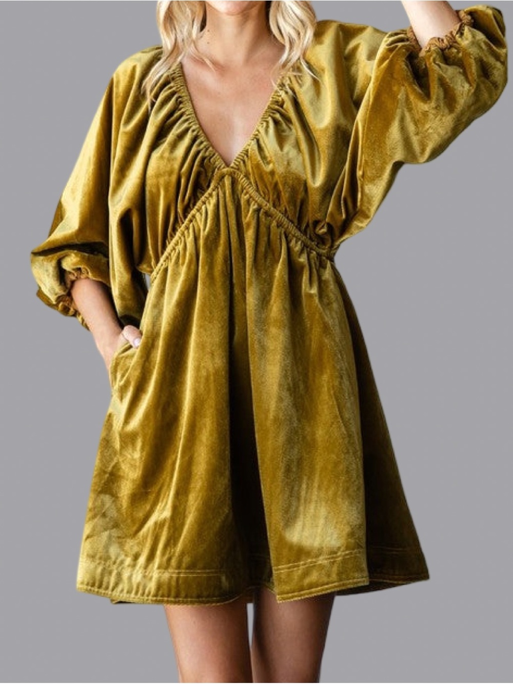 Free People Olive Velvet Mini Dress